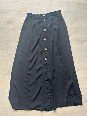 Wilfred Black Maxi Button-Front A-Line Skirt